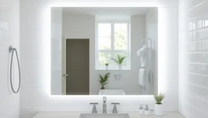 Illuminate your space with a modern mirror and led lights enhancing a stylish bathroom.