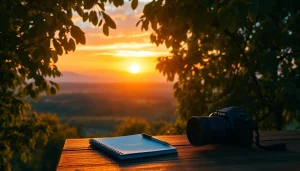Captivating scene demonstrating online photography courses with a photographer capturing a vibrant sunset.