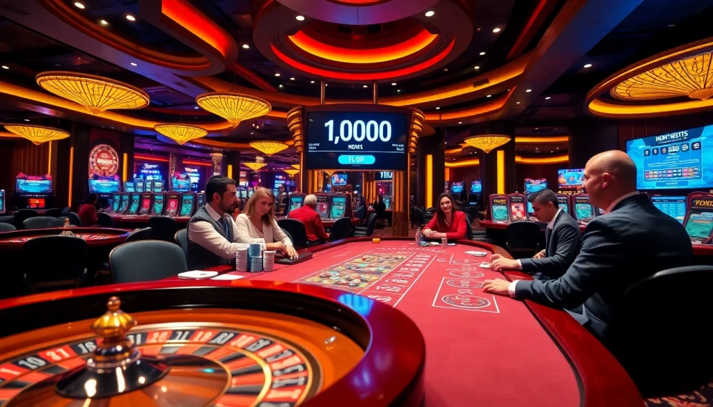 Players strategizing as they make a deposit 1000 at a luxurious casino table.