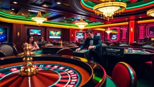Casino scene showcasing excitement with players using credit fara anaf for their gambling strategy.