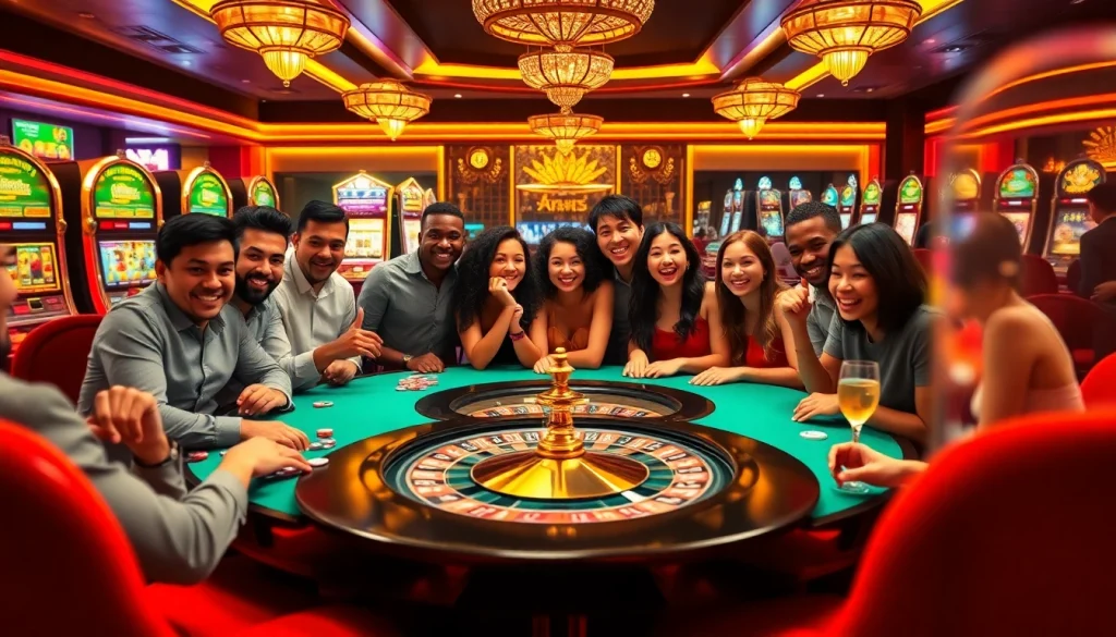 Engage with LC88 Marketing as players celebrate wins at a vibrant casino table.