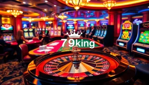 Engaging gamblers at a lively casino with a focus on 79king's superior gaming experience.