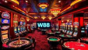 Players enjoying a thrilling experience with W88 at a vibrant casino table.