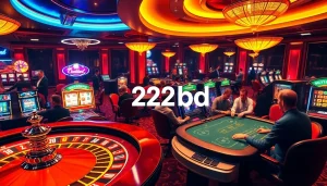 Players enjoying thrilling games at 222bd Casino, featuring roulette, poker, and slot machines.