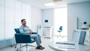 包茎手術 おすすめの相談を専門的な雰囲気で描いた、医師が選択肢を説明している場面の画像