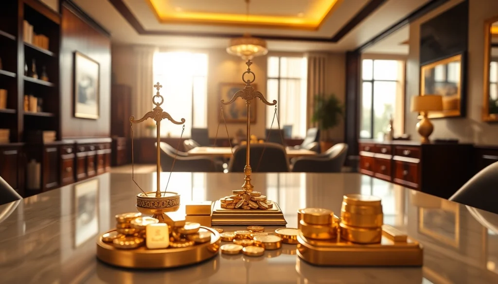 Hier Goldankauf in action with a gold scale and valuable items, highlighting professionalism.