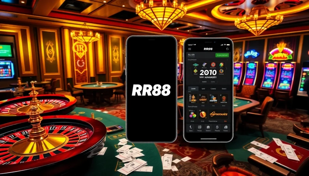 Engaged players enjoying various games at RR88's vibrant casino atmosphere.