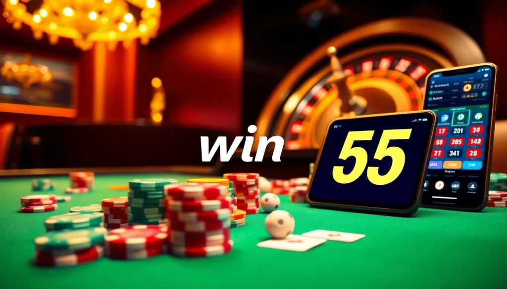 Experience the thrill of winning big with win 55 at a lively casino poker table.