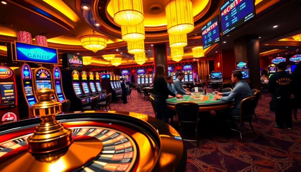 Experience the thrill of winning at 8kbet's vibrant casino with luxurious gaming tables and slot machines.