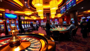 Experience the thrill of winning at 8kbet's vibrant casino with luxurious gaming tables and slot machines.