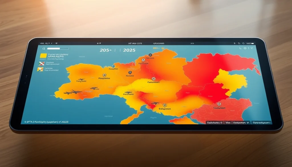 Current air raid alerts map of Ukraine today, highlighting key threat areas and statuses.