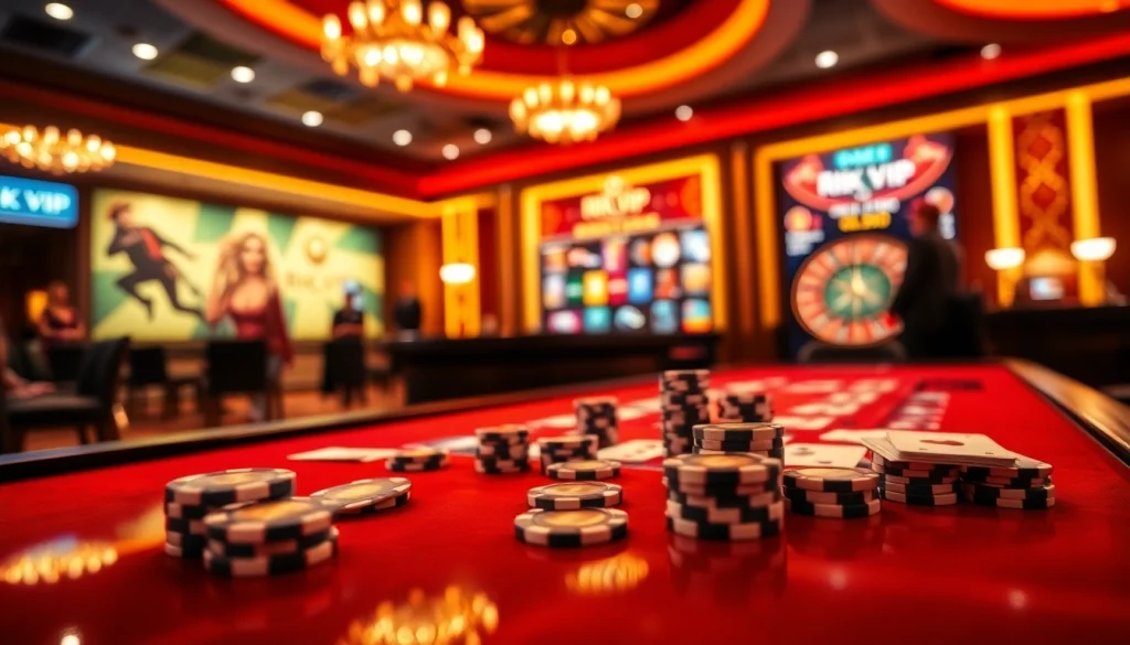 Players engaging in high-stakes poker at a luxurious casino table showcasing rik vip action.