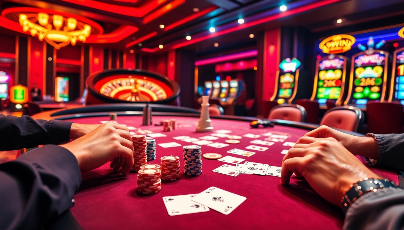 Experience high-stakes poker action at 99WIN, showcasing intense gameplay and vibrant casino atmosphere.