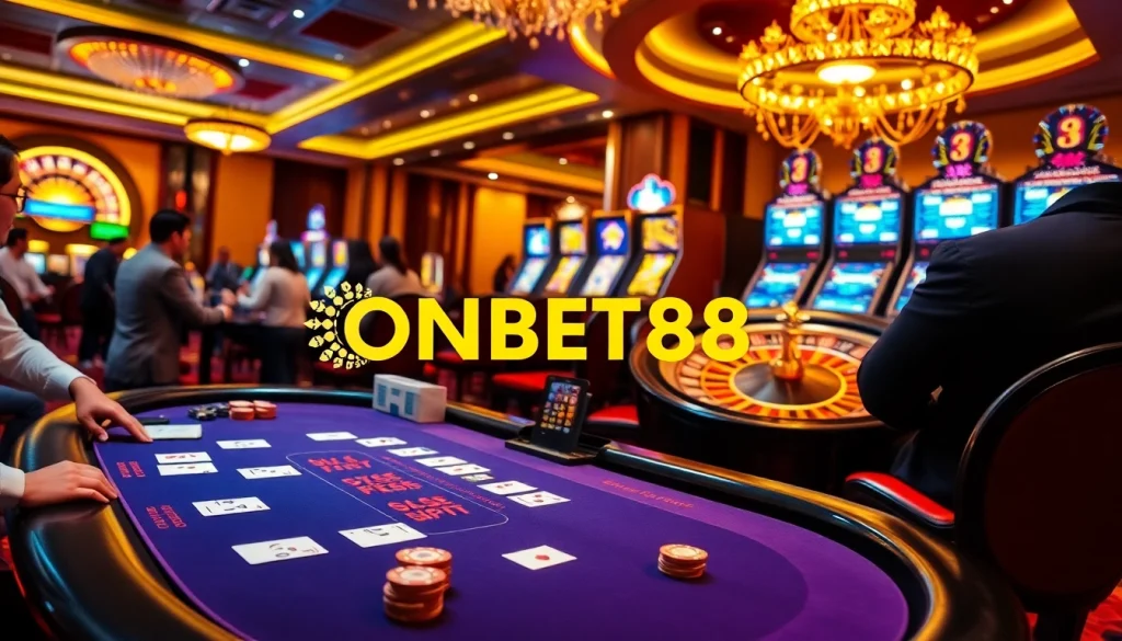 Experience the thrill of winning at ONBET88's luxurious casino games, featuring exciting blackjack and roulette.