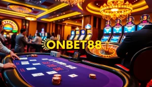 Experience the thrill of winning at ONBET88's luxurious casino games, featuring exciting blackjack and roulette.