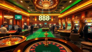Players enjoying online betting at 888new casino with vibrant graphics and exciting games.