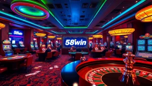 Experience the thrill of 58win with engaging online betting action and vibrant casino elements.