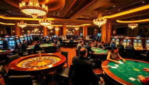 Experience the thrills of jouer dans le meilleur casino en ligne with vibrant gaming tables and excited players.