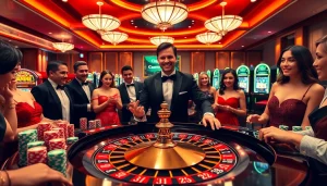 Engaging players enjoying roulette at a casino table, representing excitement and elegance with https://s8limited.com/.