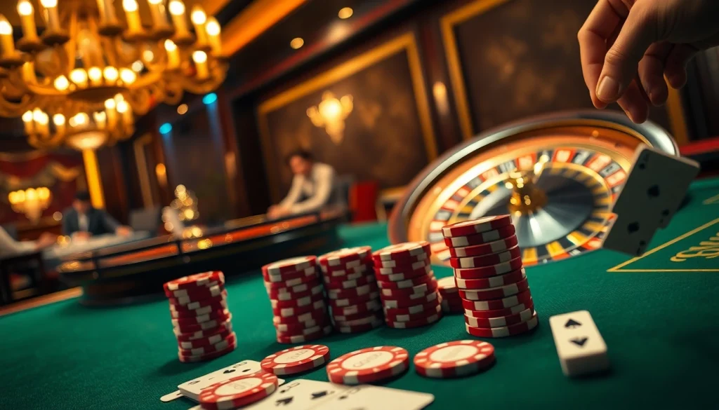 Excited gamblers enjoying a luxurious poker game at Good88 casino.