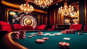 Engaging S8-themed poker game with chips and cards on an elegant casino table.