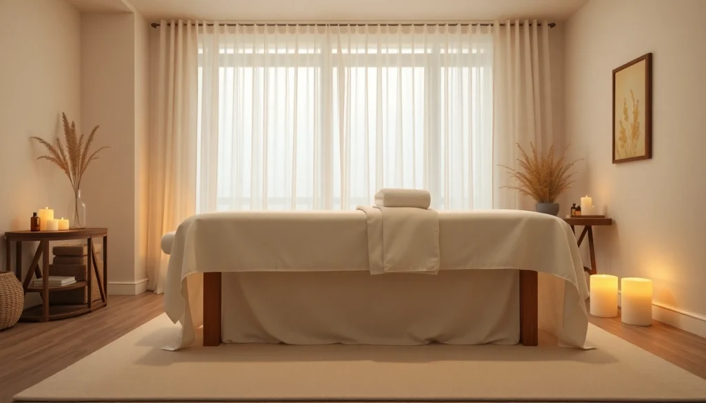 차분한 분위기의 가정 내 출장마사지 치료 설정 이미지