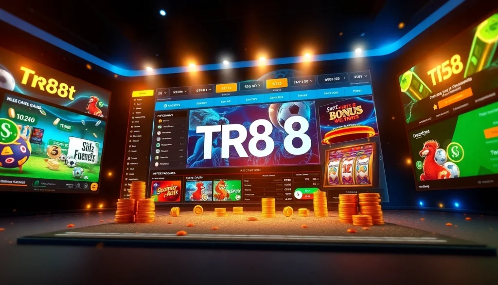 TR88 online betting interface showcasing diverse gaming options with vibrant colors.