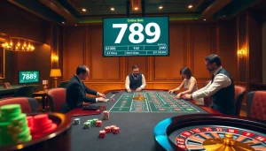 Experience the thrilling atmosphere of 789 bet with players enjoying classic casino games around a luxurious table.