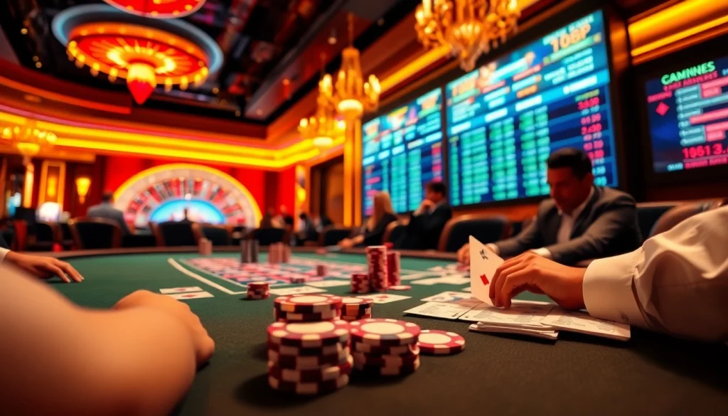 Exciting poker game scene at 789f casino, displaying vibrant poker chips and sleek cards.