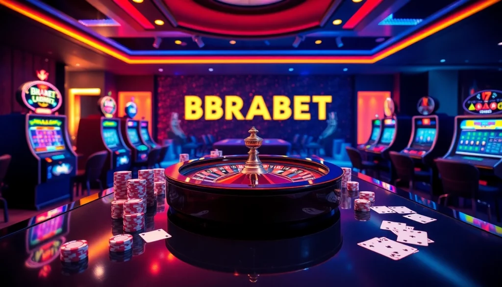 Experience the excitement of BRABET with colorful casino chips and a vibrant gaming table.