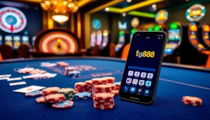 Experience the excitement of online gambling with the tg88 app on a stylish casino table.