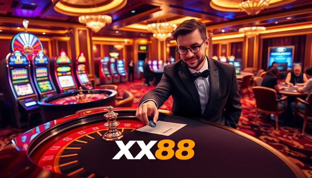 Experience the thrill of gambling at XX88 with vibrant casino visuals and action.