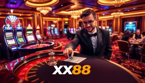 Experience the thrill of gambling at XX88 with vibrant casino visuals and action.