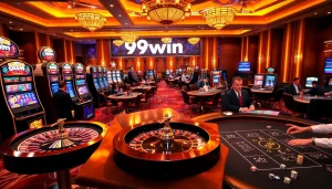 Experience the excitement of 99win with vibrant casino tables and lively gambling action.