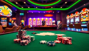 Experience the thrill of Luckywin with engaging poker chips and vibrant casino tables.