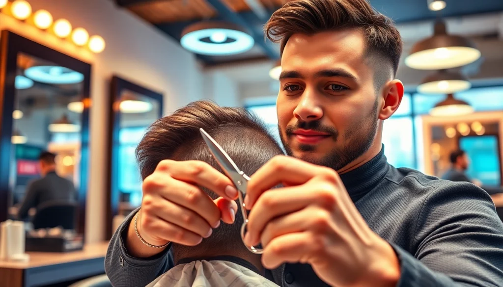 Frizer Craiova oferind un serviciu de tuns într-un salon modern și primitor.