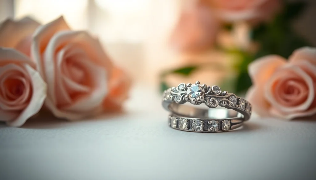 ダイヤモンドのアクセントをあしらったプラチナ製の華麗な結婚指輪。永遠の愛を象徴します。