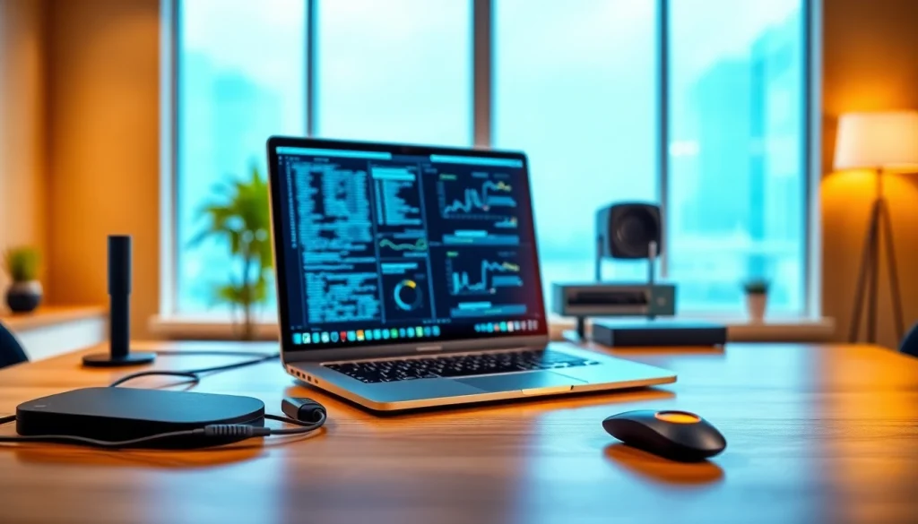 zirvegrupbilgisayar dizüstü bilgisayar ile modern bir çalışma alanı.