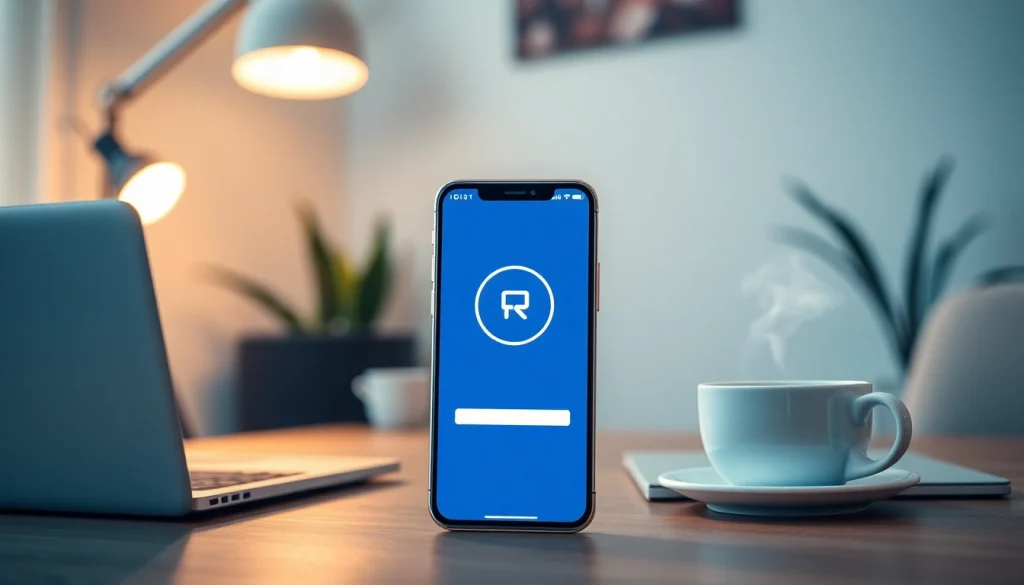 快连下载 on Android device showcasing a user-friendly interface in a modern workspace.