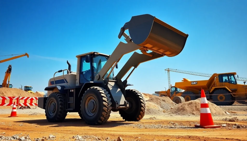Rent wheel loaders effectively while showcasing construction efficiency and powerful machinery.