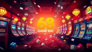 Exciting atmosphere of 68 Game Bài showcasing dynamic online gaming experience with cards and slots.