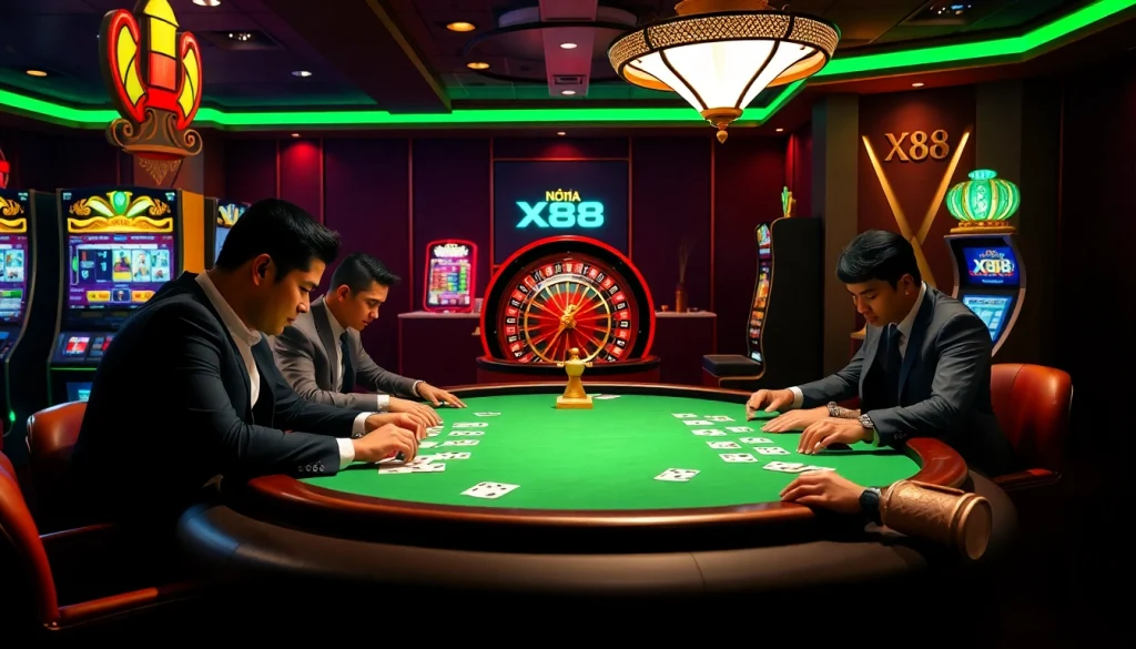 Experience the excitement at nhà cái X88 with professional players at the casino table.