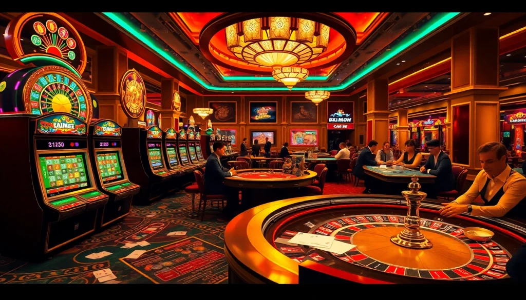 Experience the vibrant excitement at 88i nhà cái with players engaged in thrilling casino games.