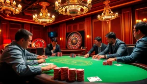 Play poker at an elegant casino table featuring ku3933-themed decor and colorful chips.