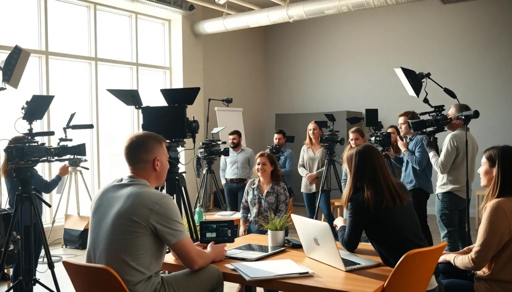 Capture the essence of video production Calgary with a team in action in a creative studio.