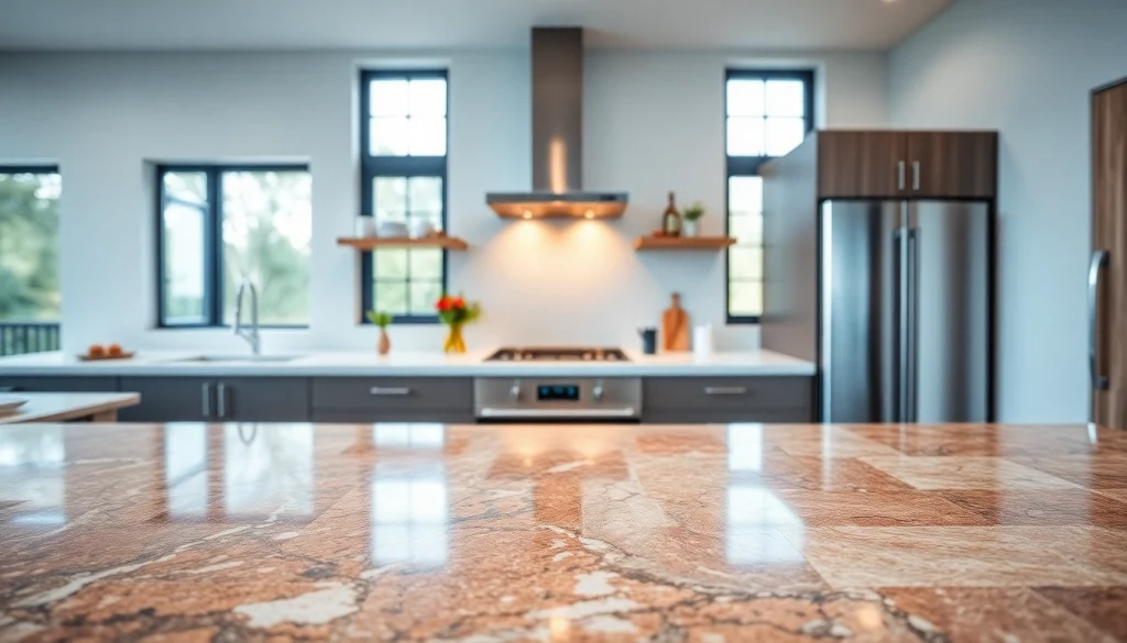 Explore Kitchen Worktops Near Me with a stylish display of quartz and wooden designs in a modern kitchen.