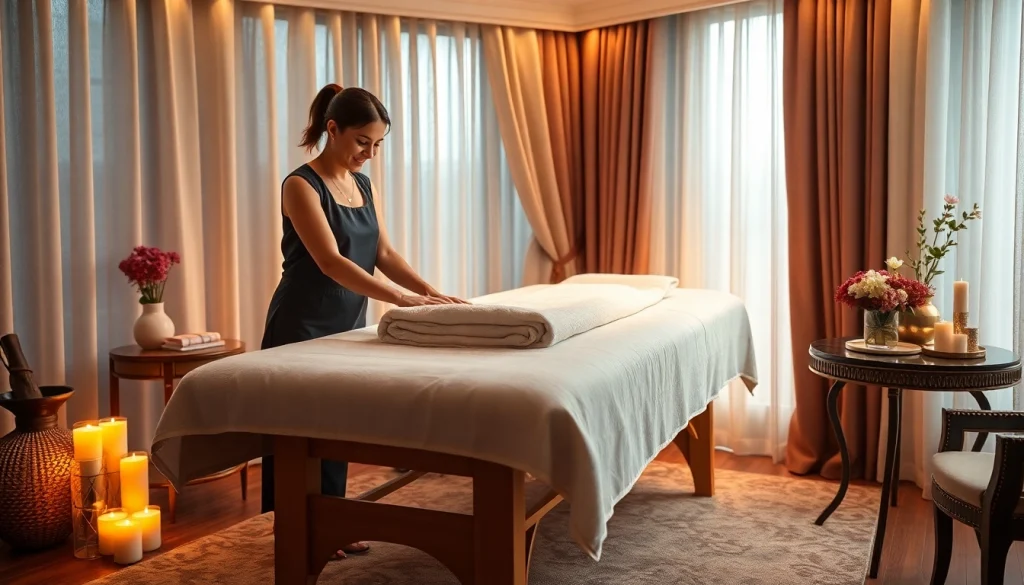 편안한 러시아출장마사지 장면, 고요한 호텔 방에서 전문 러시아 치료사와 함께하는 모습.