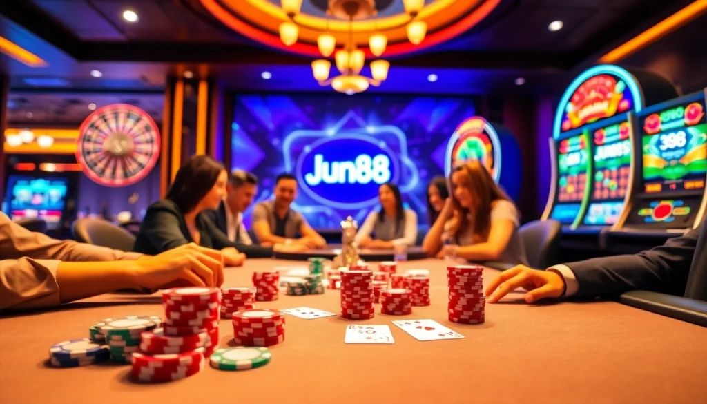 Experience the thrill of Jun88 with vibrant casino games and luxurious poker action.