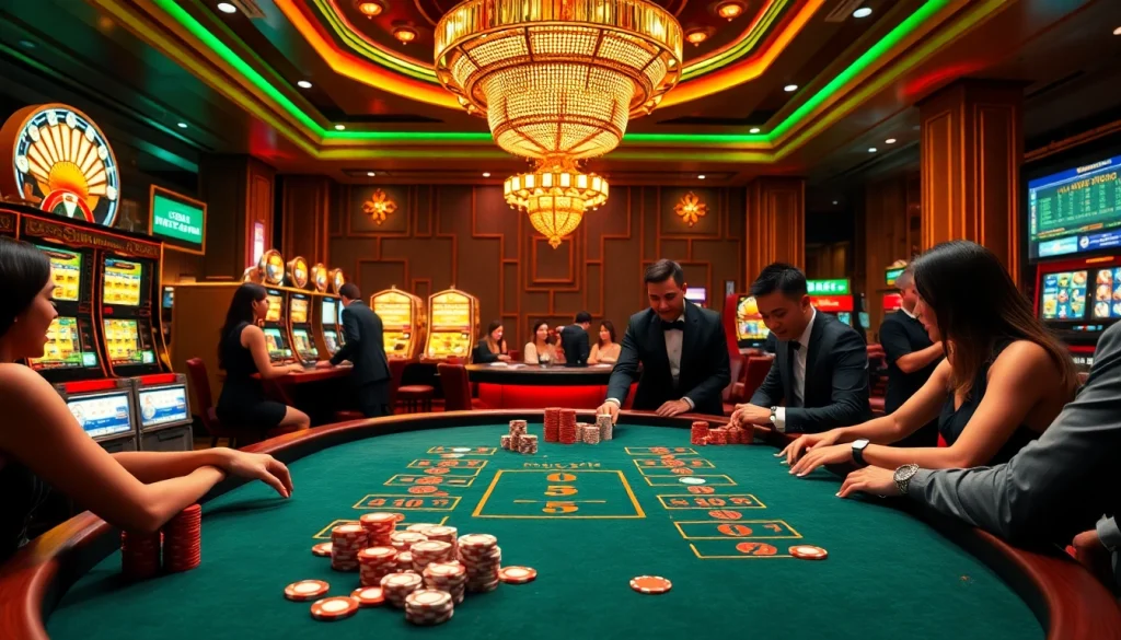 Experience thrilling gameplay at nhà cái bl555 with vibrant casino tables and poker chips.