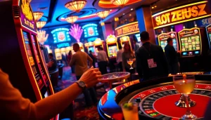 Spin the reels of Slot Zeus while surrounded by vibrant casino action and thrilling gameplay.